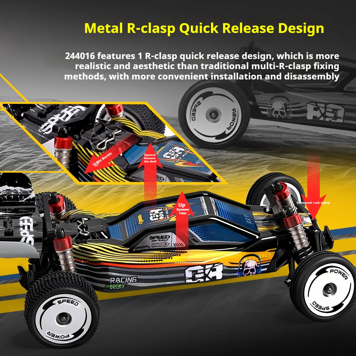 Wl 244016 1:24 Scale Remote-Controlled Electric Racing Baja Car High-Speed Two-Wheel Drive Rc Car Toy Kids Birthday Xmas Gift