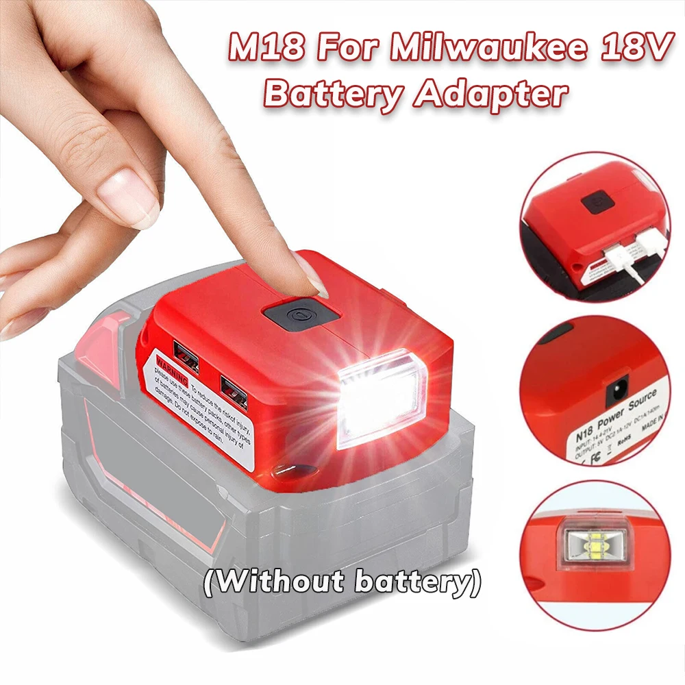 Lámpara LED Milwaukee 18V con USB dual y salida 12V para exteriores - imagen 2