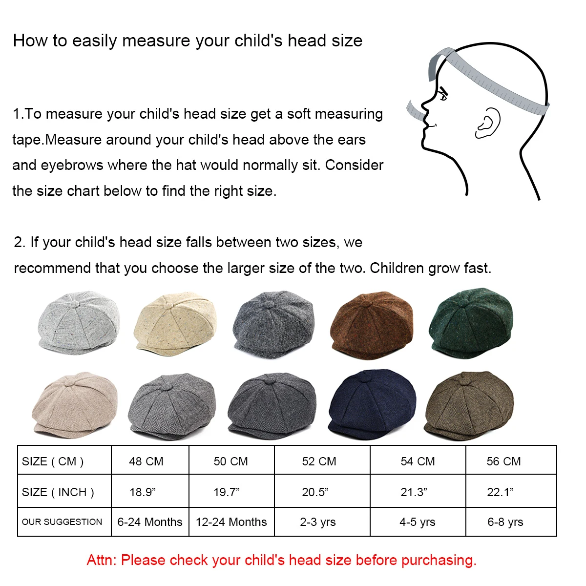 JANGOUL-gorros de Newsboy para niño y niña, boina plana de lana azul marino, de espiga, tamaño pequeño