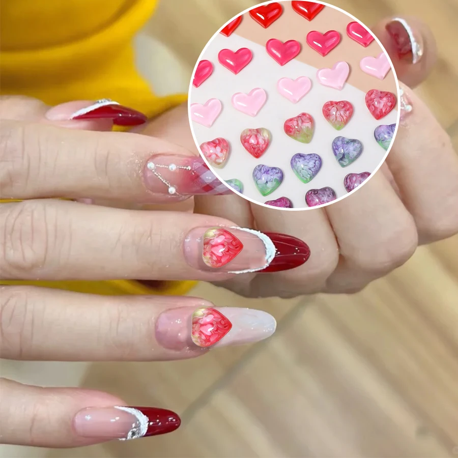 

30pcs Mixed Pink White Heart Nail Art Charms Resin Simulation Pearl Nail Art Decorations for Manicure DIY Handmade Accessories