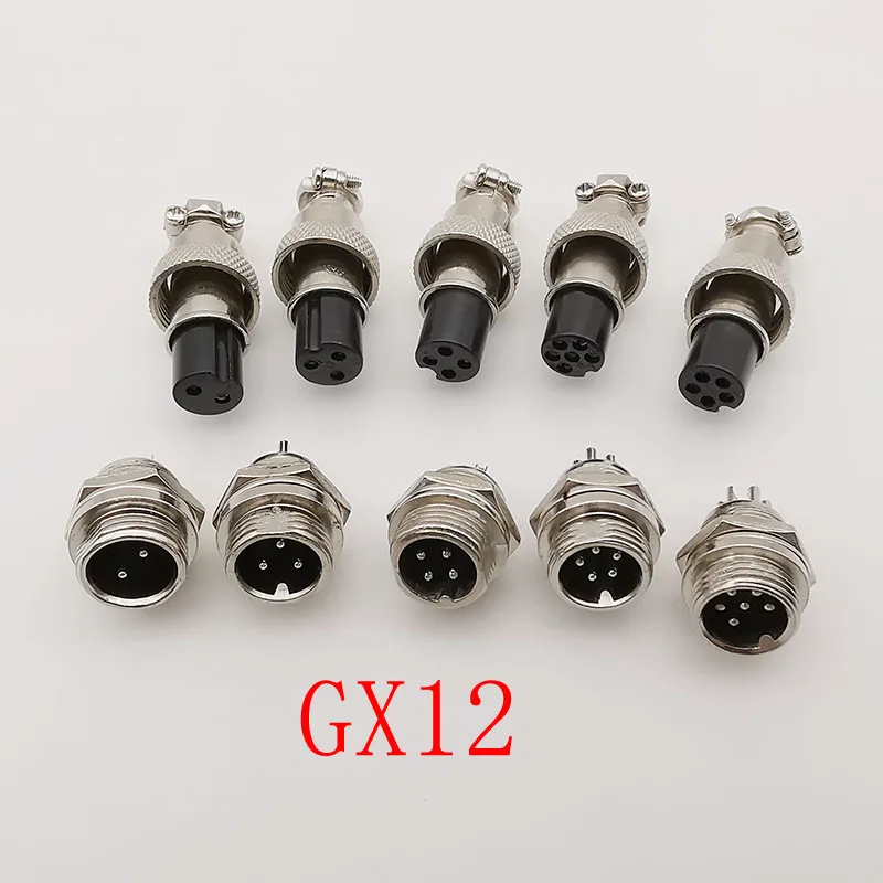 1Pair GX12 2/3/4/5/6 Pin Male Female Butting Wire Cable Circular Aviation Socket Plug Panel Connector GX12 Aviation Connectors