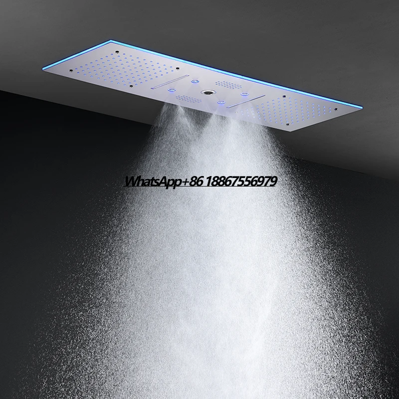 

Music Led Stainless Steel Shower Head Set Rainfall Waterfall Mist Bathroom Thermostatic Shower Faucet