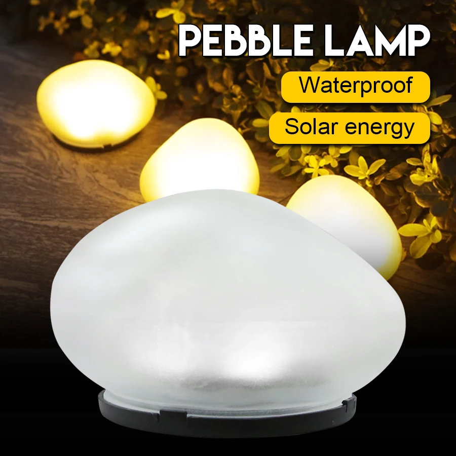 Easy Install Solar Garden Lights Outdoor, 4 Bright LEDs,IP65 Waterproof Solar Powered Stone Light，For Outdoor Decoration