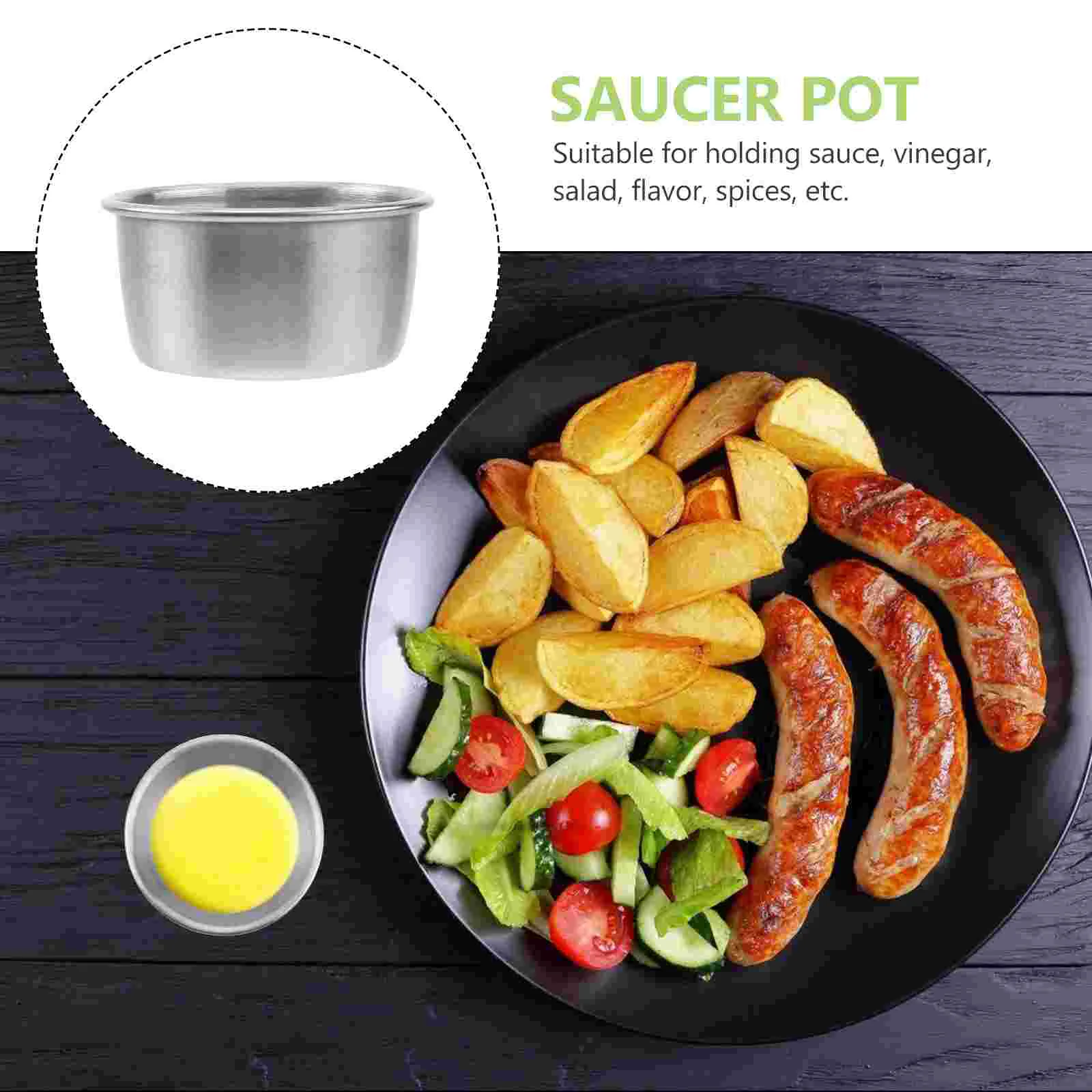 

9 Pcs Seasoning Dish for Kitchen Stainless Steel Bowl Restaurant Stianless Food Sauce Flavor Appetizer Plates