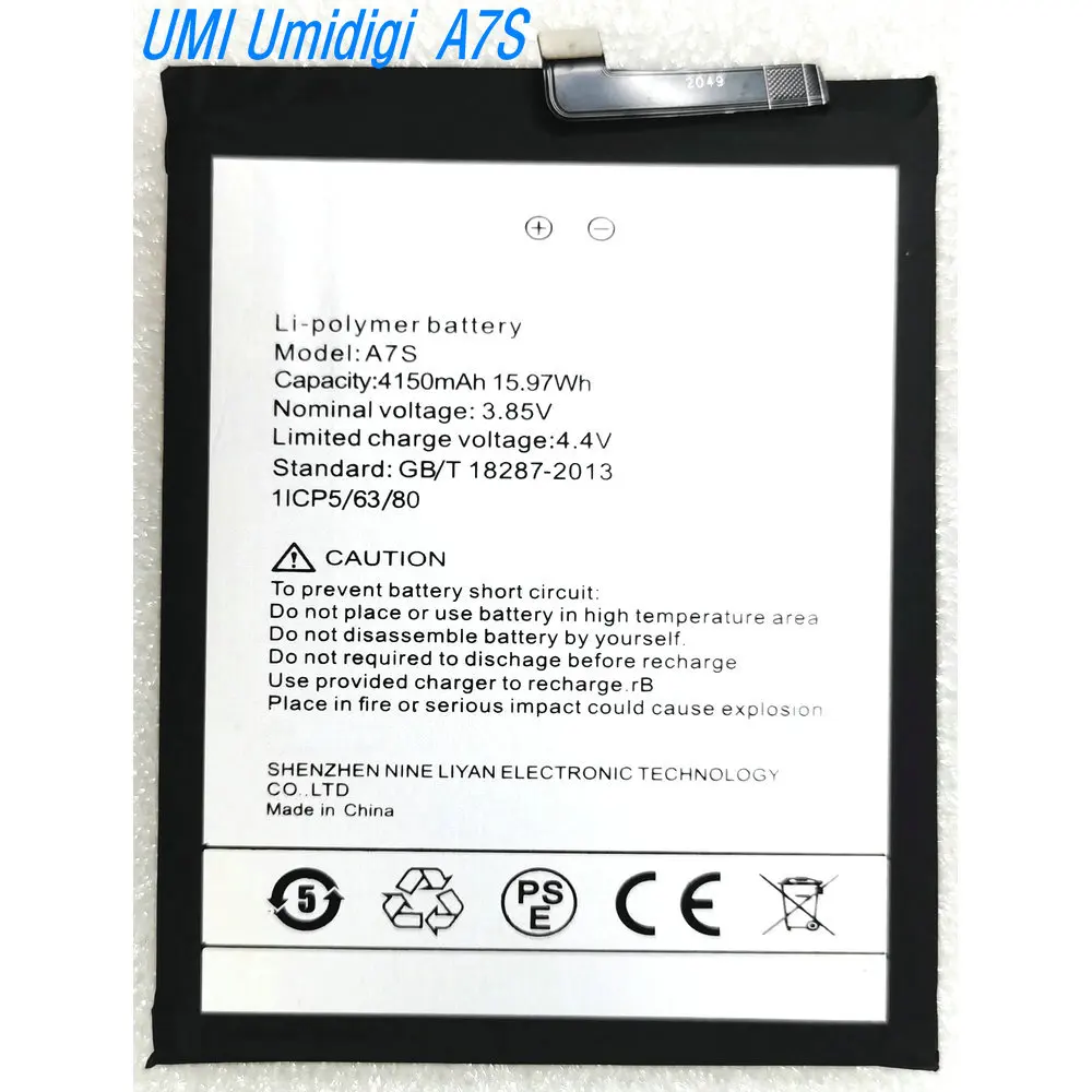2025 Jahre 3,85 V 15,97 Wh A7S Ersatz-Li-Ionen-Polymer-Akku für UMI Umidigi Mobiltelefon
