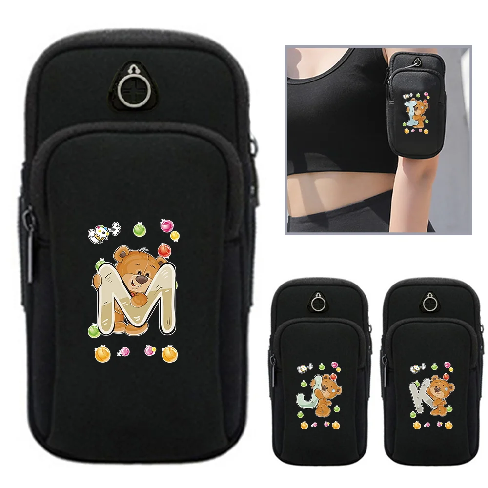 New Models Sports Arm Bag Bear Letter Pattern Series Waterproof Dustproof Breathable with Headphone Jack Mobile Storage Bags