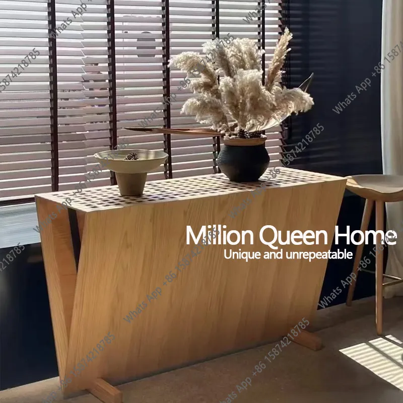 c Medieval style simple log color inverted triangle xuantai solid wood Italian creative designer bookshelf