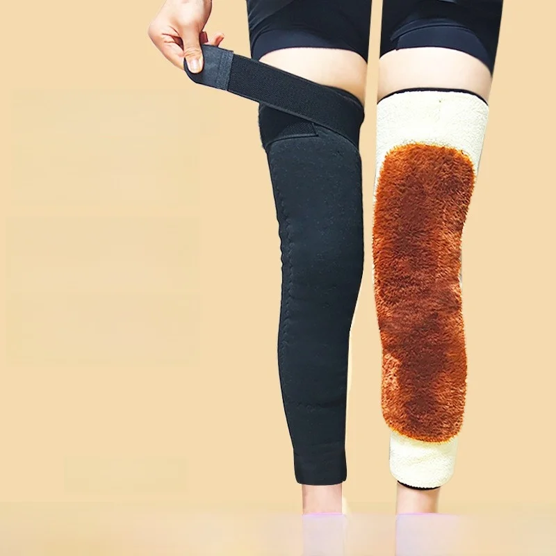 厚みのある暖かい膝パッド-メンズ-滑り止め付き-膝サポート保護具-秋と冬のスポーツや日常使用に