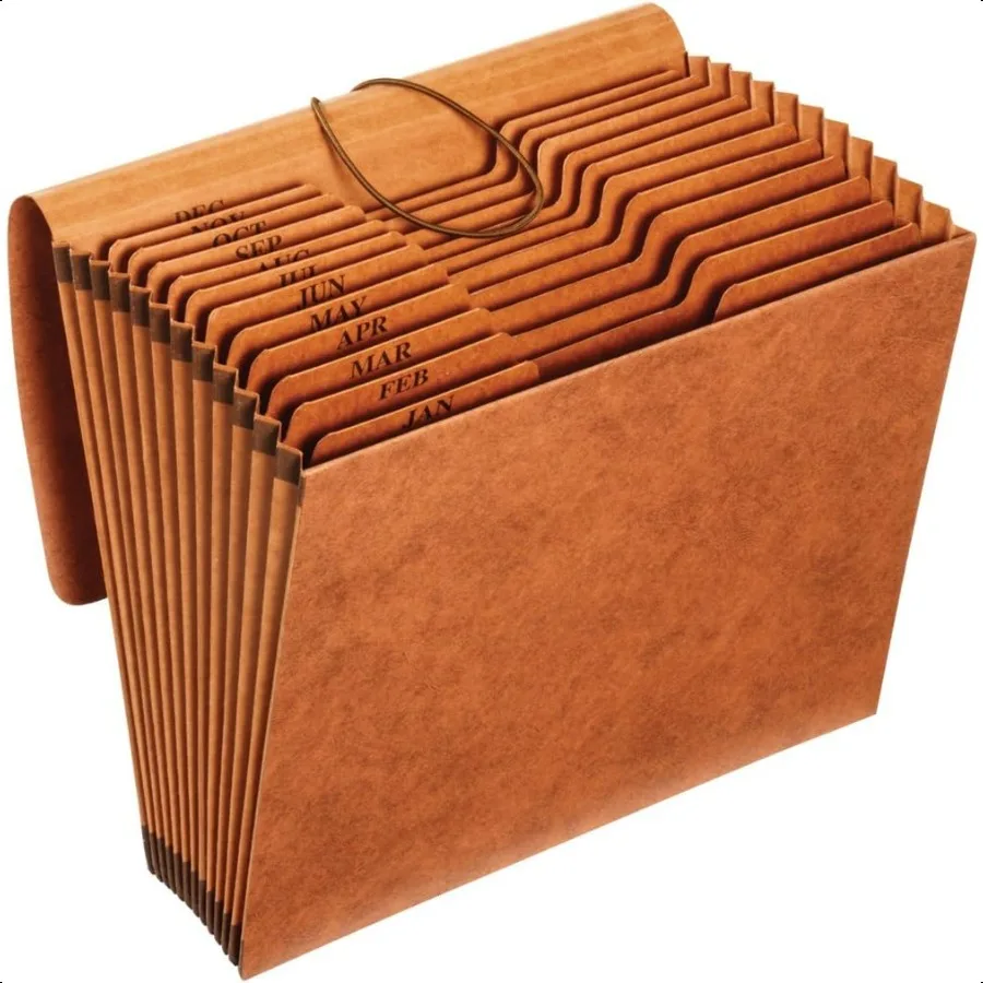 

Globe Weis Heavy Duty Expanding File with Flap 12 Monthly Pockets 1 3 Cut Tabs Brown Letter Size R117MLHD