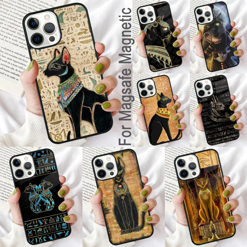 Egypt Nefertiti Anubis Magnetic Soft Phone Case for iPhone 16 Promax 15 Pro 13 14 Plus 11 12 Mini MagSafe Coque