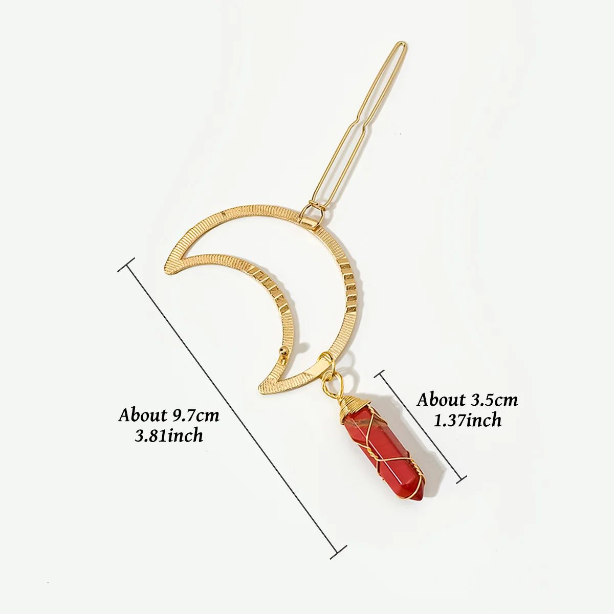 1pc Crescent Moon Hair Clip Wire Wrapped Natural Crystal Point Pendant Hairpin Boho Witch Gemstone Hair For Women Girls