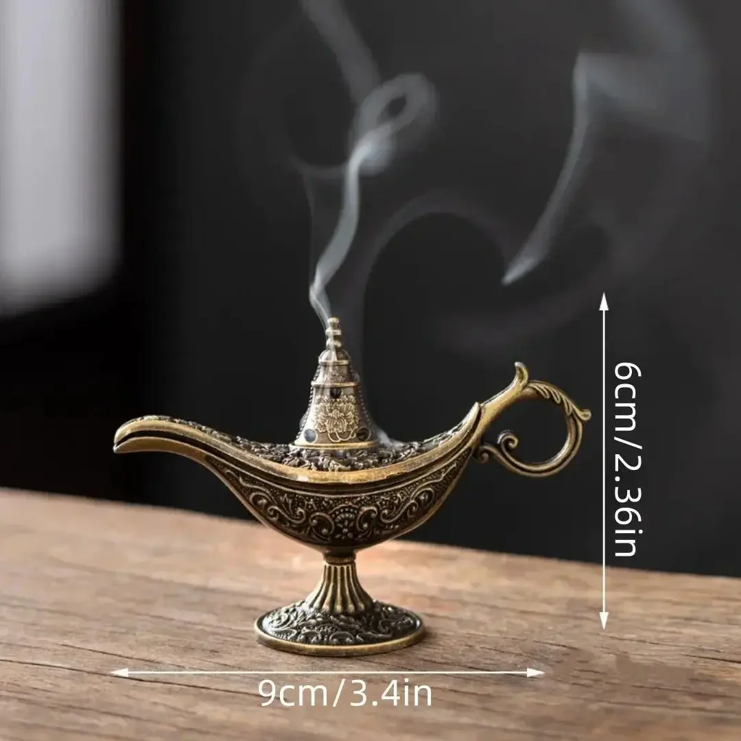 Vintage Aladdin Incense Burner with Magic Lamp Stove, Bakhoor Burner, Optional Cloud Shaped Fragrant Tablets, Home Interior Decoration, Home Fragrance, Room Fragrance, Aromatherapy Home Fragrances