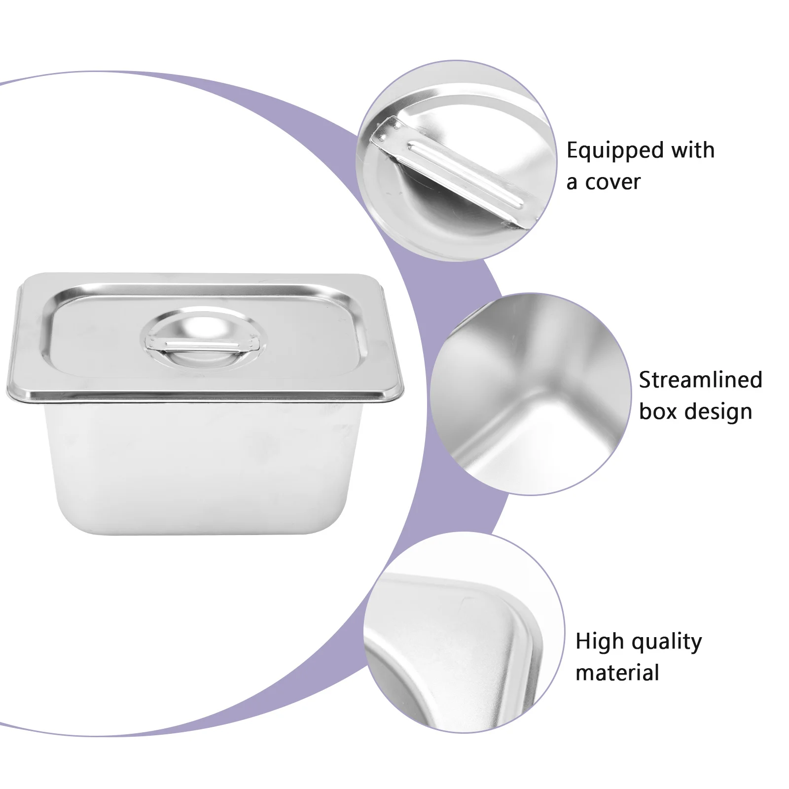 

1 set 1 Set Stainless Steel Fruit Storage Basin With Lid Food Serving Container Vegetable Storage Square Plate Thickened