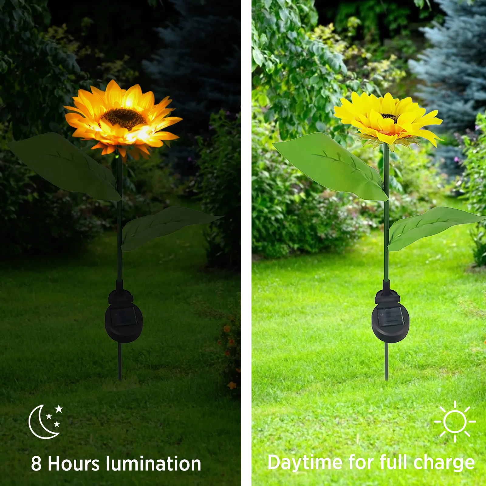 Fake Flowers Solar Sunflower Lights Lawn Lamps Energy Saving Landscape Lights Waterproof Decoration For Garden Yard Path 2 Pcs