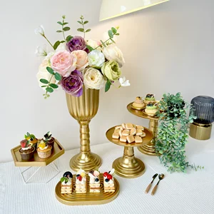 1 buah Vas Bunga untuk Centerpieces Vas Silinder Centerpieces Pernikahan Centerpieces Pernikahan Emas untuk Meja Centerpiece Meja Des 10 vas bunga emas penjualan terbaik - №