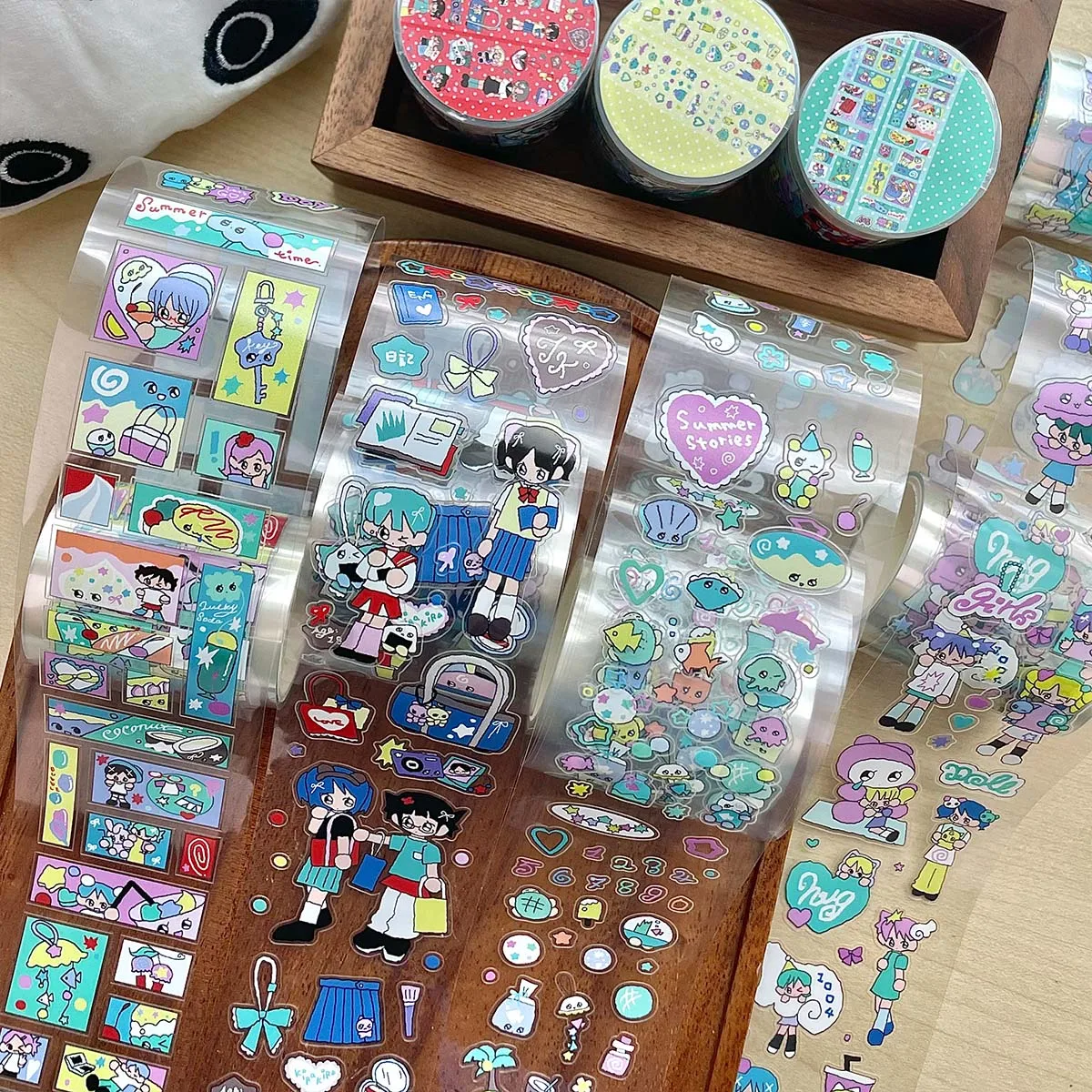 【セール中】夏新落書きキャラクターステッカーペットデコステッカーテープかわいいスクラップブックジャーナル和紙テープ装飾用品旅