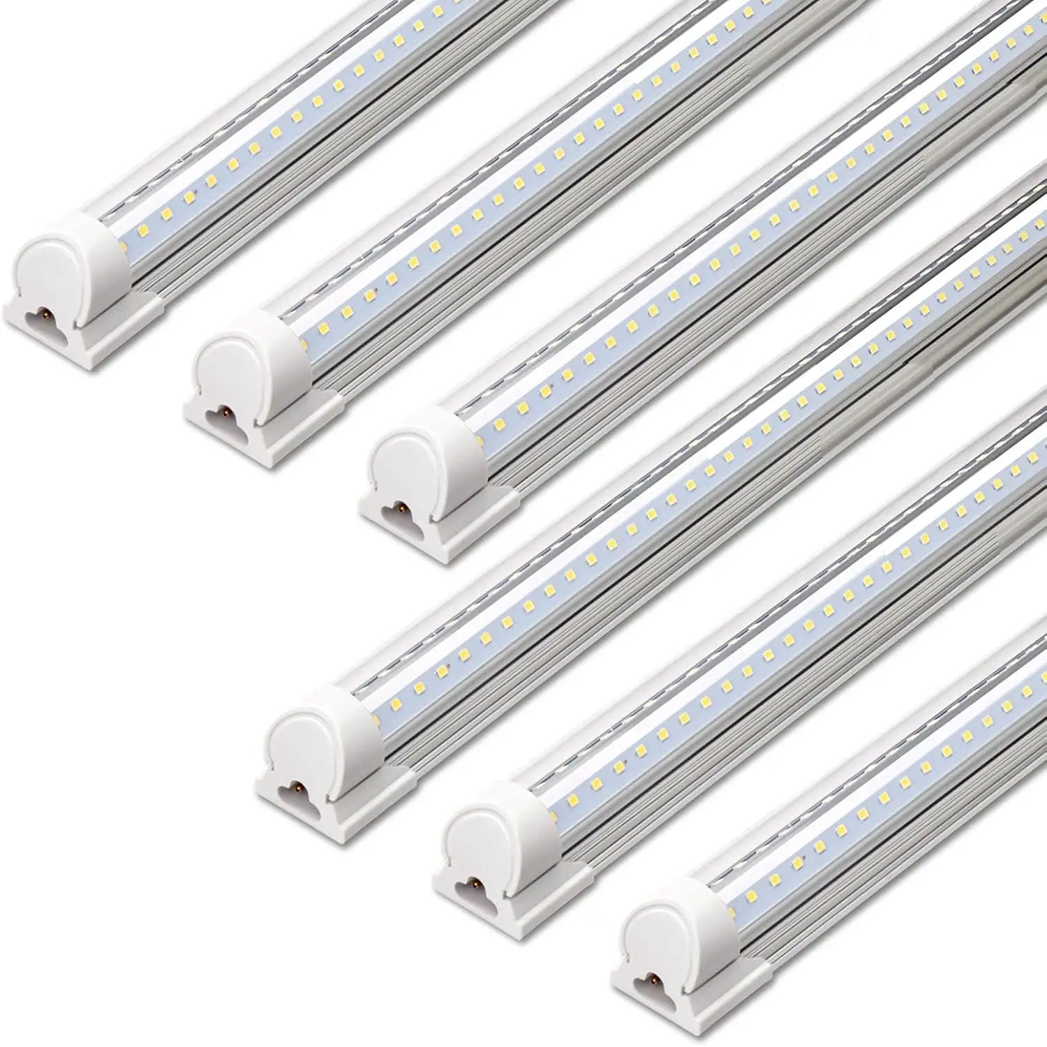 Luces LED para taller de 40W y 5500LM, luminaria T8 en forma de V de 4 pies, cubierta transparente de luz diurna, alto rendimiento para garaje o taller (paquete de 6)