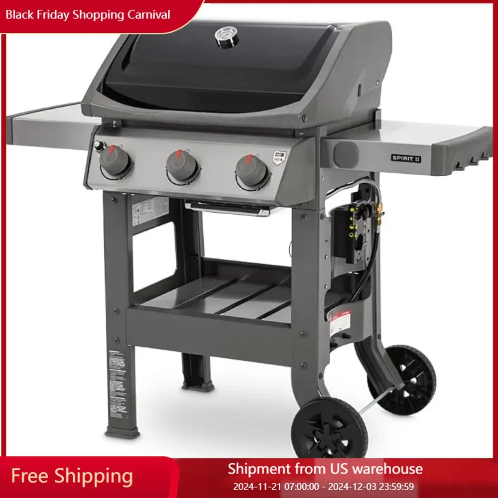 Spirit II E-310 3-Burner Liquid Propane Grill Open cart design oasts the GS4 grilling system BBQ Grills