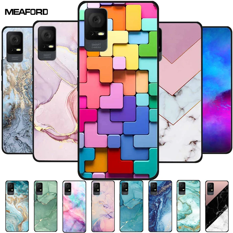 For TCL 408 Cases T507A T507U Marble Soft TPU Silicone Cover For 408 T507J 6.6'' Phone Cases Bumper for TCL408 Funda Capa Coques