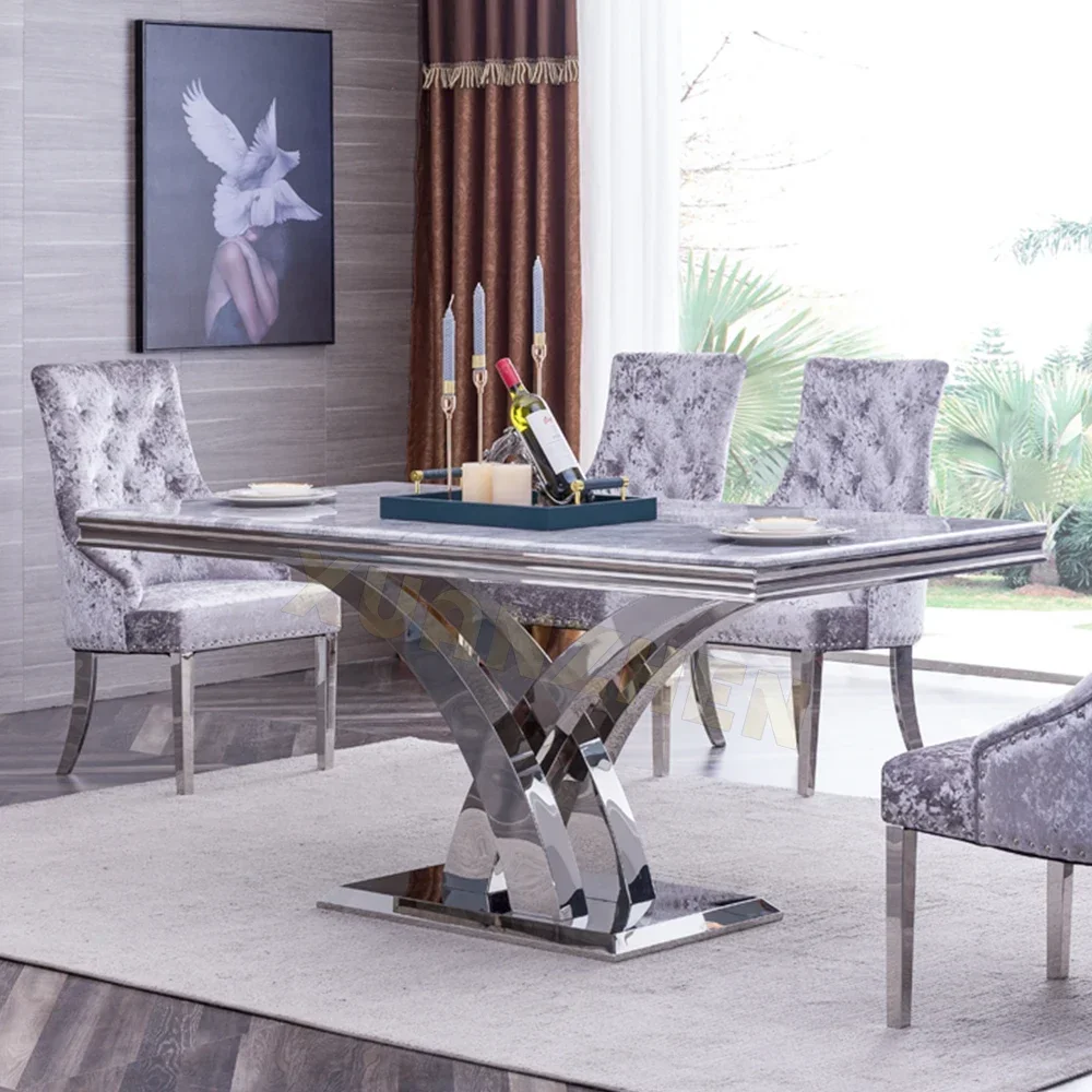 Living room furniture modern dining table set 6 seater marble dining table luxury dining tables