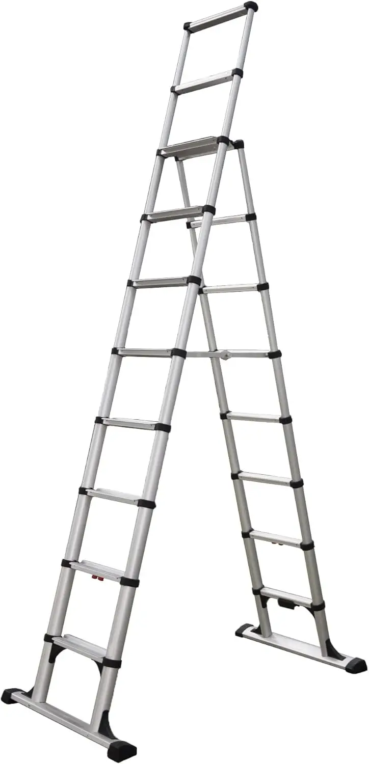 Telesteps 14Es Telescoping Ladder, Patented One-Touch Release, Osha Compliant 10 Ft, Wide Pro Step, Telescoping A-Frame