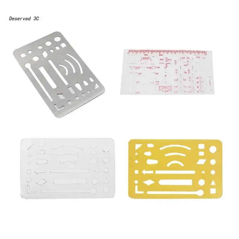 R9CB Multi-functional Drawing Stencils Stainess Steel Hollow Architectural Templates Metal Rulers School Supplies Stationery