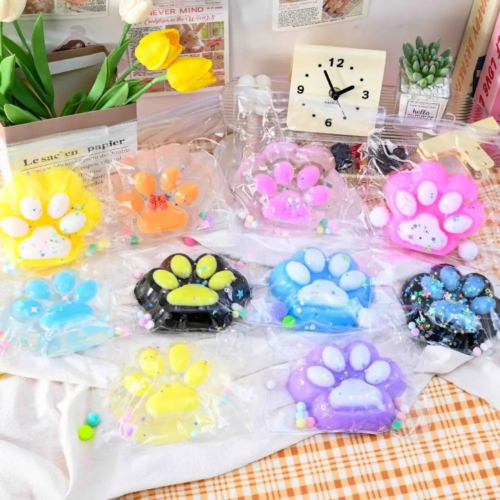 Novelty Super Large Cat Paw Squeeze Toy Flocking Soft Cartoon Fidget Toy 3D 12.5cm Cat Paw Pinch Toy Kids Tricky Doll