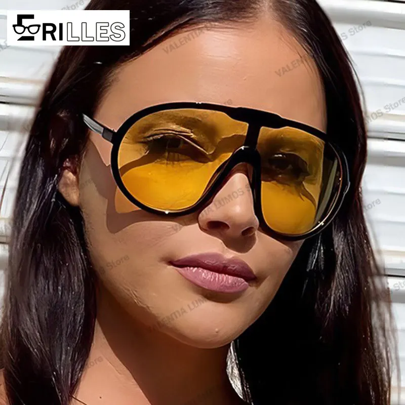 نظارات شمسية كبيرة الحجم للجنسين من Aviator، عدسات الكل في واحد مقاومة للرياح UV400، ضرورية للسفر وأزياء الشارع، عرض لفترة محدودة