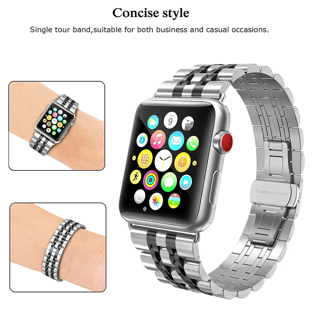 Watchbands For Apple Watch Series 5 Band 44mm Stainless Steel Metal Link Bracelet Wrist Strap For Iwatch 5 40mm Bands Correa