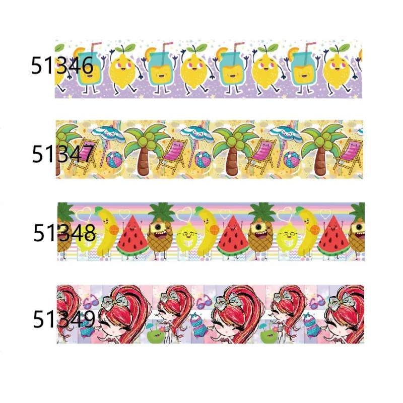 Summer Food Pattern Printed Grosgrain Ribbon for Hairbows DIY Elastic Band FOE 50yards/lot