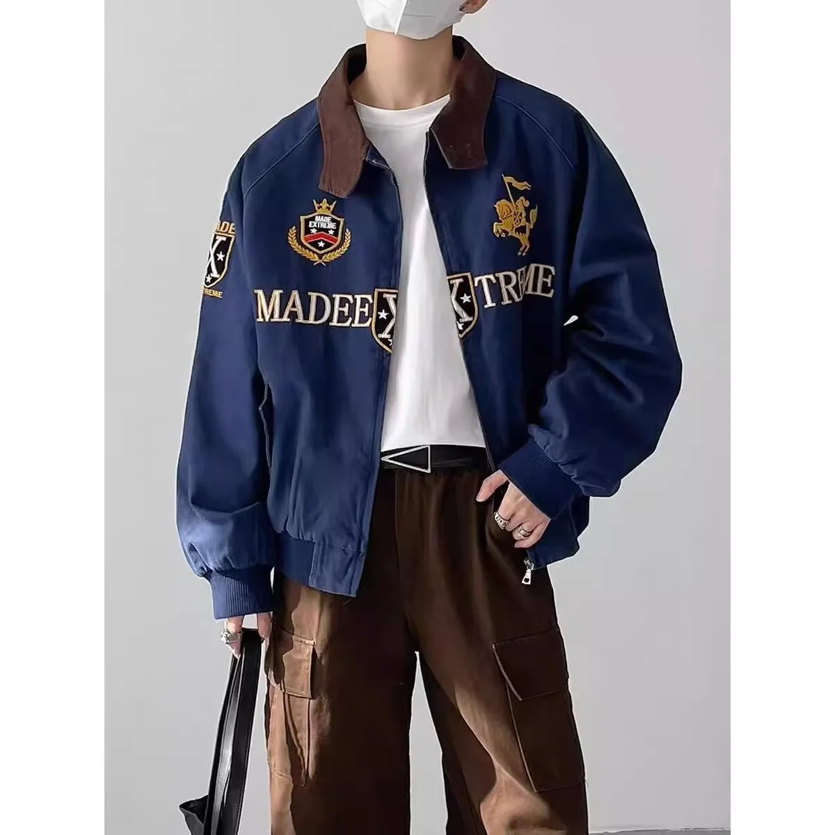 

Американский Sle Pilot Jaet, мужской модный свободный бейсбольный жилет Haome с вышивкой, осеннее молодежное студенческое ветровое пальто для сарая