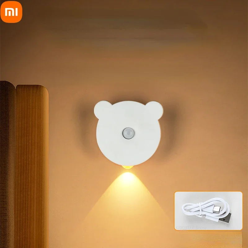 Xiaomi USB Rechargeable LED PIR Motion Sensor Night Light  Bead Cabinet Closet Wall Lamp The kitchen lamp