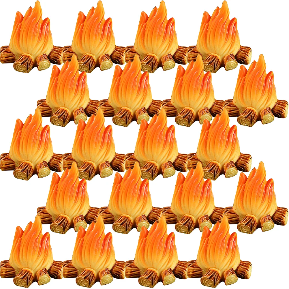 20 Pcs Mini Fire Model Miniature Bonfire Ornaments Fireplace Fairy Gardens Accessories