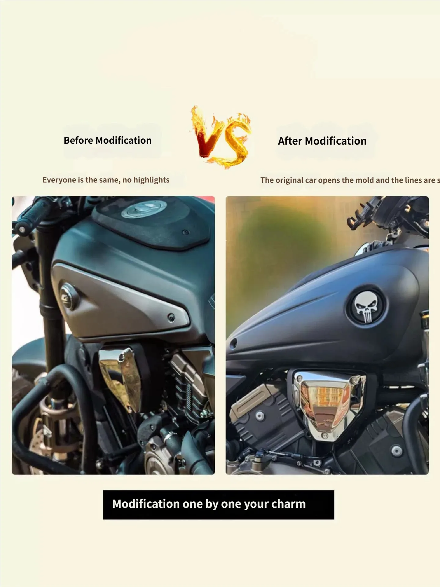 FOR QJMOTO SRV 600 All-in-One Skull Fuel Tank Cap And Side Panel Matte Black Warrior Gloss Black CNC Modification for Motorcycle