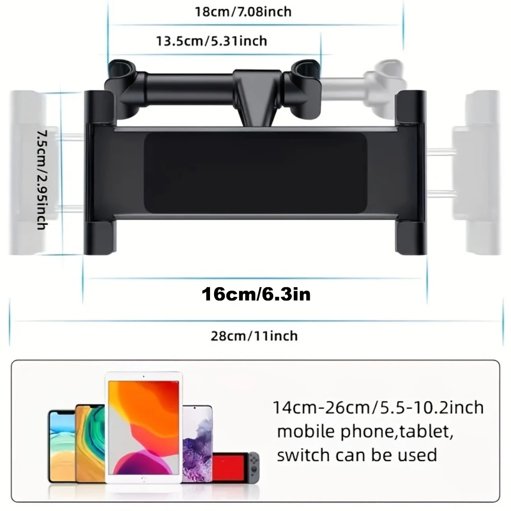 Soporte para tableta para reposacabezas de coche, compatible con iPad Air Mini y otros dispositivos portátiles de 4,7-12