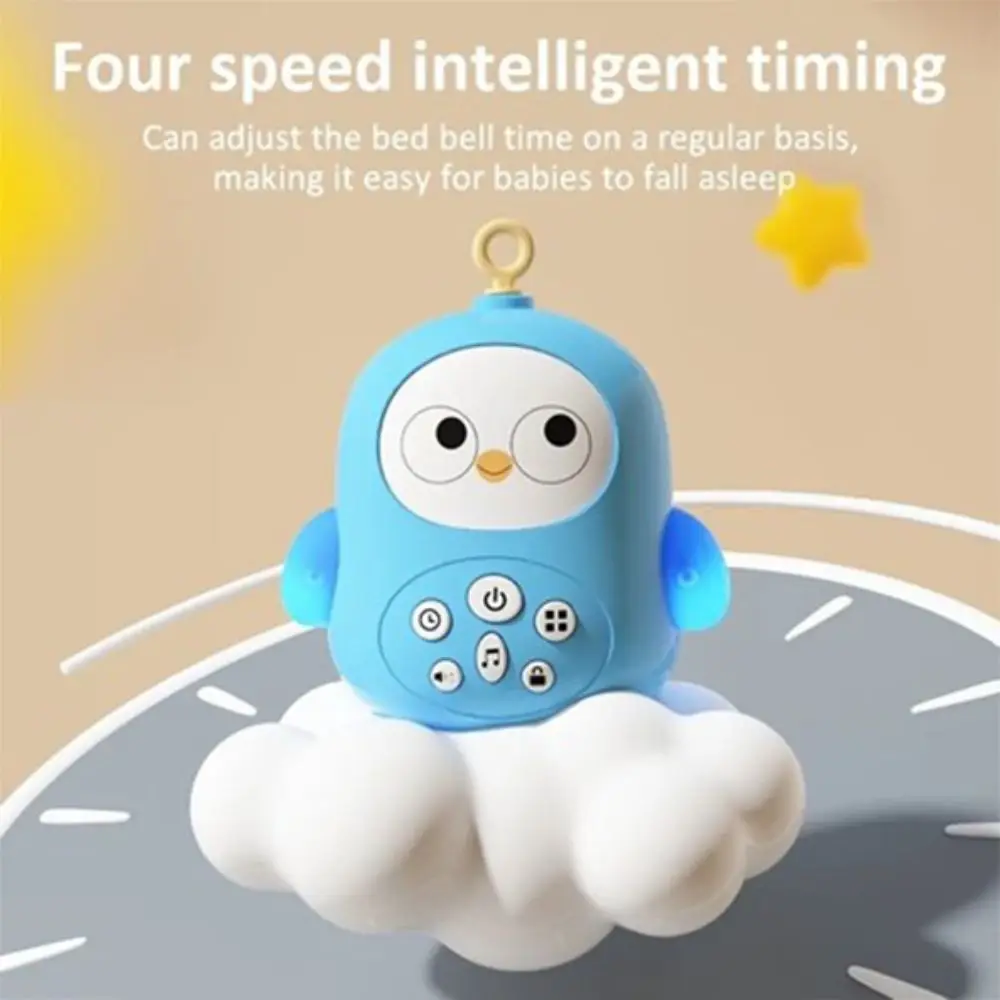 かわいいフクロウの形の音楽ベッドベル-360-度回転多用途ベッドサイドベル漫画吊り下げベッドベル-0-18-ヶ月用
