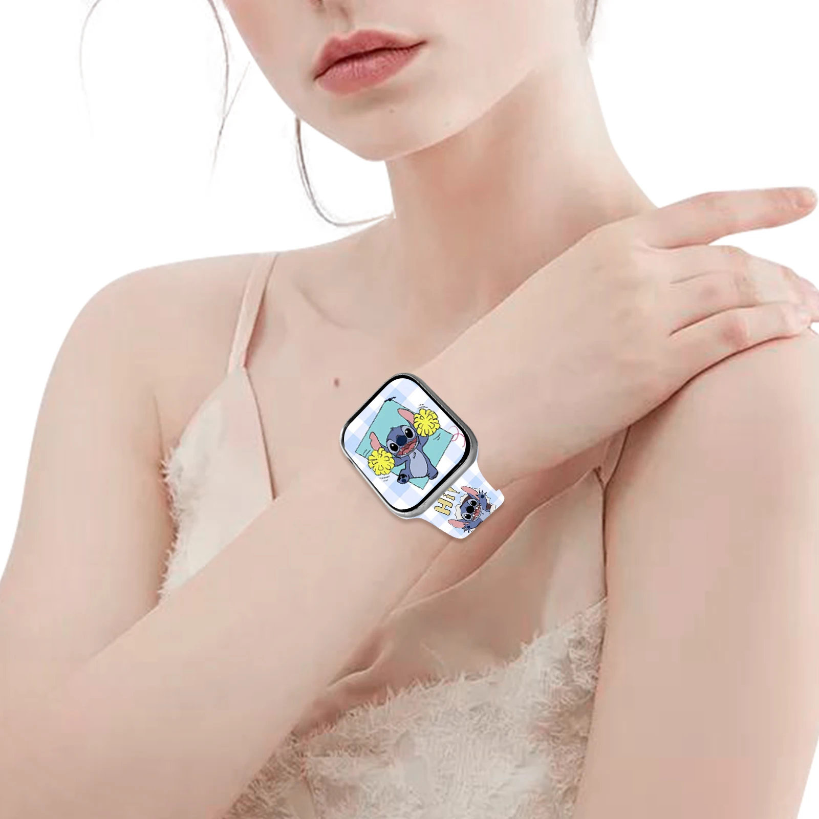 Disney Buntes Schattierungs-Sticharmband für Apple Watch 11 10 9, Silikonband, austauschbares Armband für iWatch 46/44/42 mm