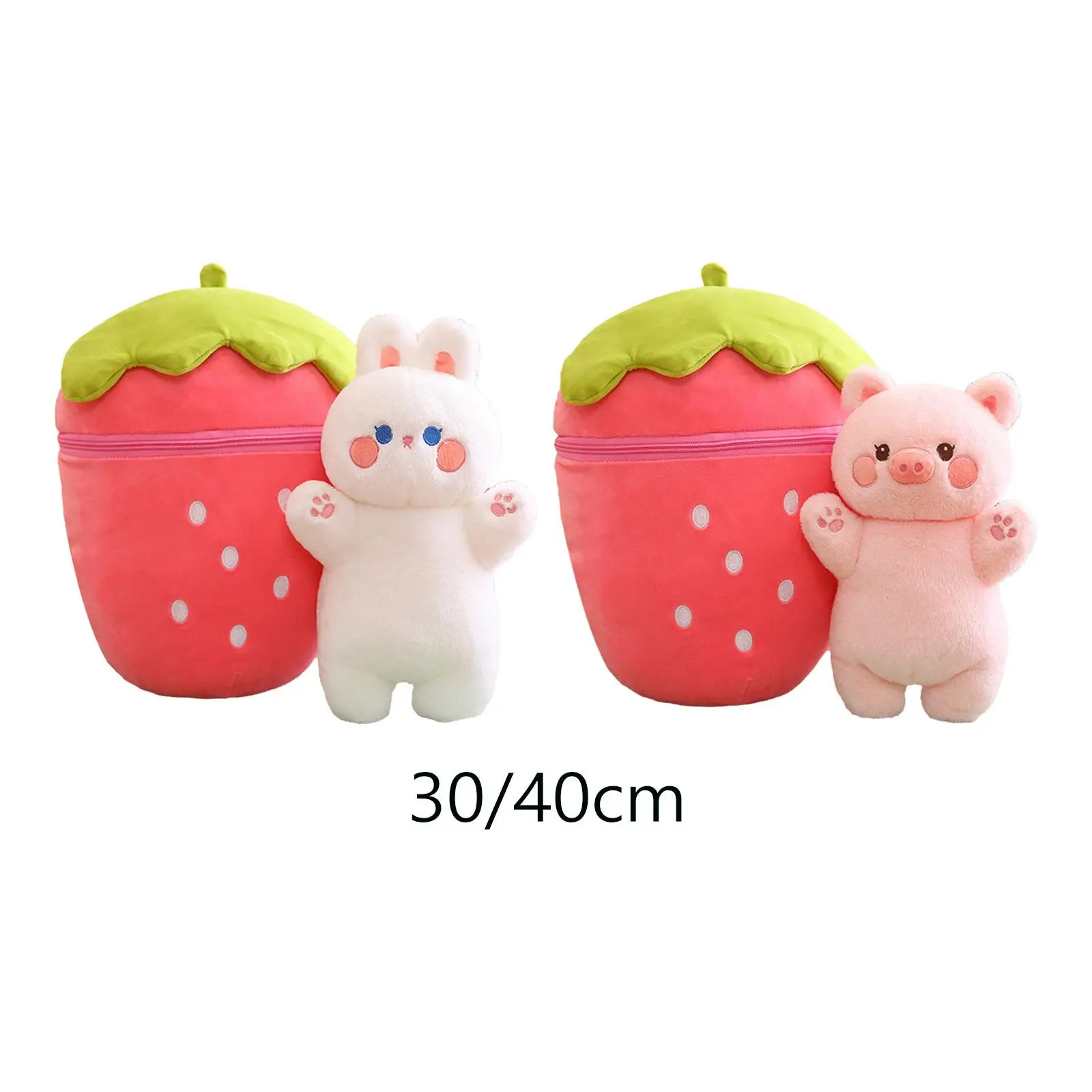 Cute Flip Strawberry to Animal Plush Toy Car Decorative Accompany Sleep Toy for Kids Children Boys Girls Teens Birthday Gifts