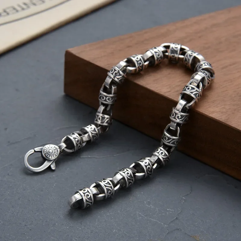 S925 Silver Bracelet Seiko Eternal Vine European and American Men's and Women's Fashion Retro Hip Hop Design Luxurious Jewelry