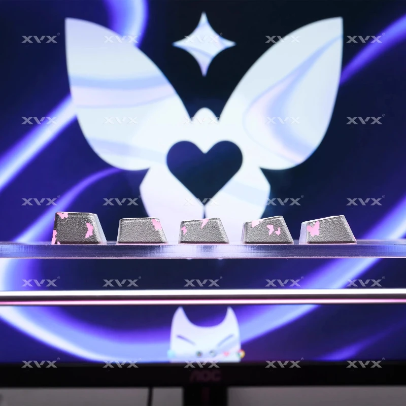 XVX فراشة القلب Keycap مع نمط الوردي شفافة IMD المحور المغناطيسي لوحة المفاتيح الميكانيكية متوافق Wooting60 مخصص