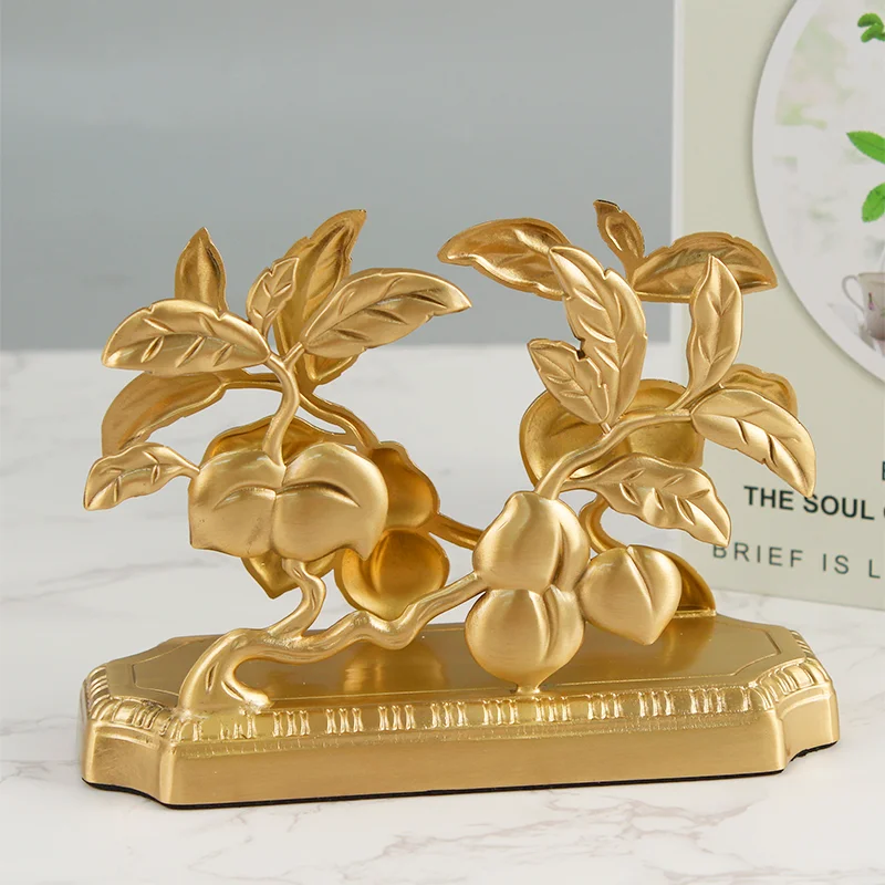 Brass Tissue Holder Cafe Restaurant Desktop High-end Vertical Brass Napkin Holder Household Tissue Box Storage Home Ornament