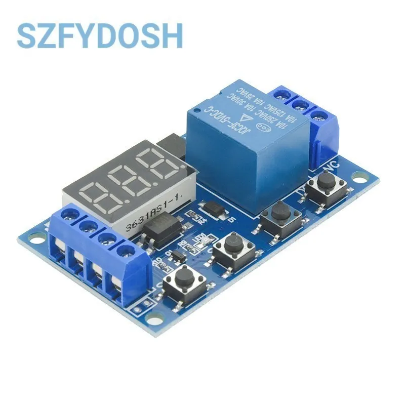 1 Channel 5V Relay 6-30V Relay Module OFF/ON Switch Trigger Time Delay Circuit Timer Cycle 999 minutes Adjustable XY-J02