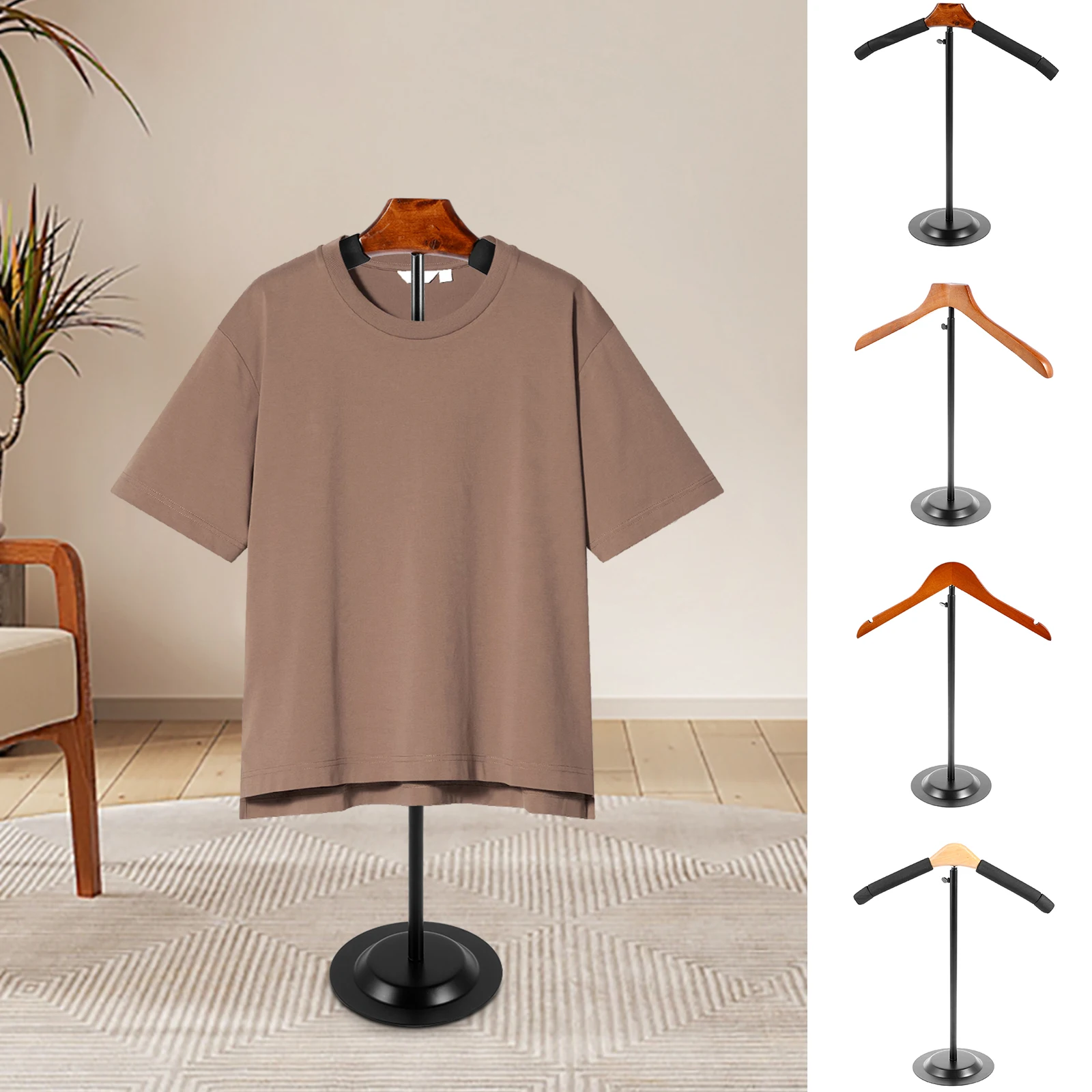 T Shirt Display Stand Metal T Shape Display Holder Adjustable Height Clothes Display Holder Outfits Hangers Suitable for Home