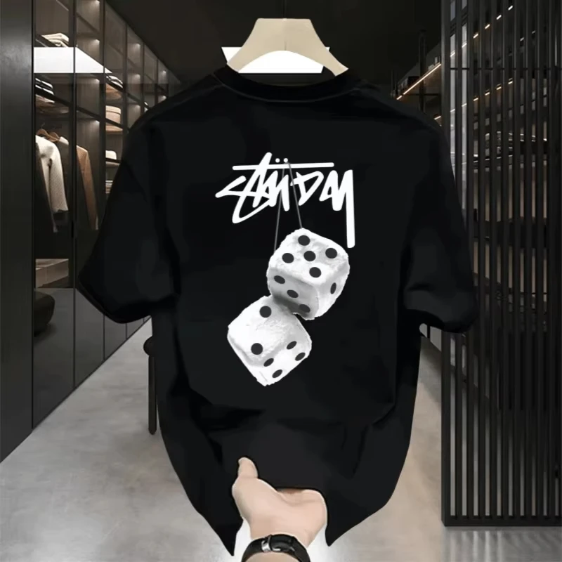 High-quality Men's Summer New Thick Pure Cotton T-shirt, with Printed Design, Stylish, Breathable, and Sweat-absorbing shirts