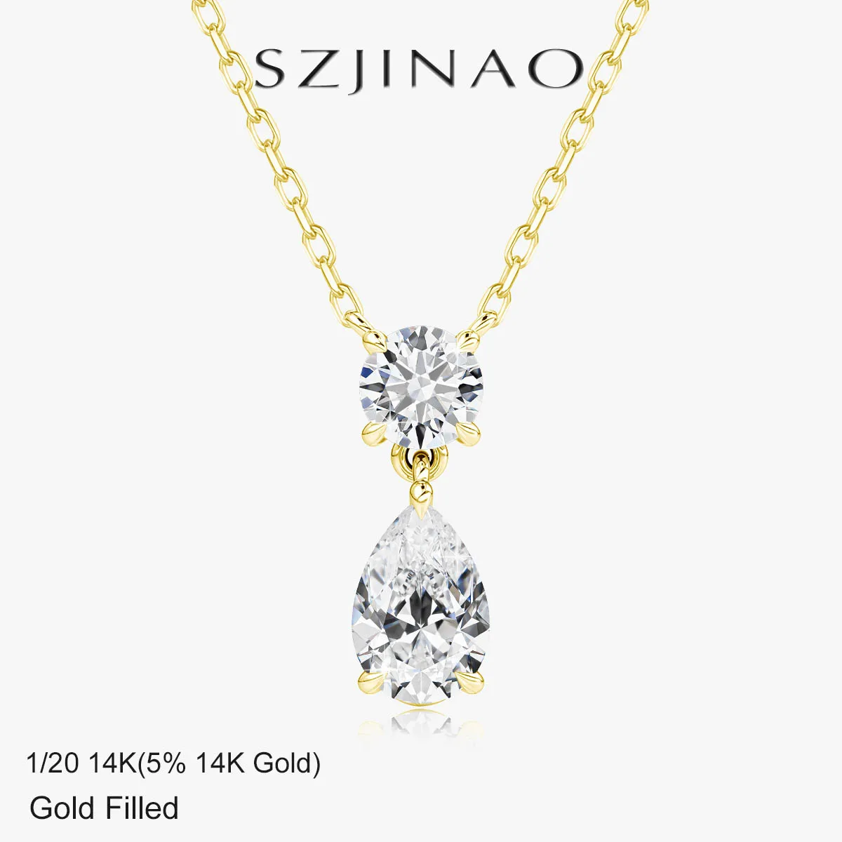 

Szjinao 14-каратный позолоченный кулон с муассанитом грушевидной огранки для женщин 3CT GRA сертифицированное ожерелье подарок на день рождения модные ювелирные изделия