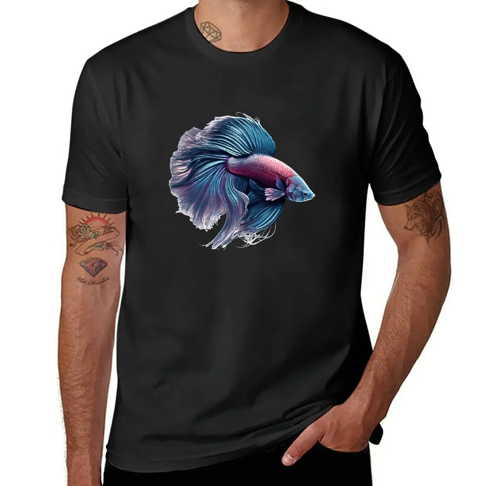 Siamese Betta Fish T-Shirt customs plus sizes Aesthetic clothing plain big and tall t shirts for men