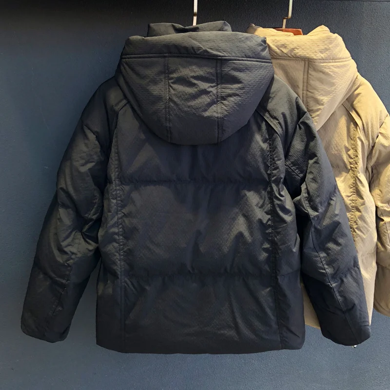 شتاء جديد الرجال مقنعين أسفل سترة، الراقية أزياء العصرية العلامة التجارية عارضة بسيطة بلون معطف دافئ