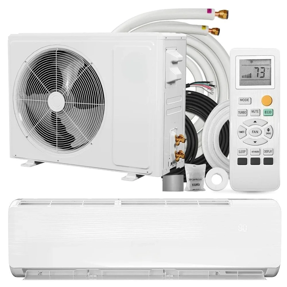 18000 BTU Mini Split Air Conditioner Heat Pump, 19 SEER 2 230 V Ductless AC Cools 1250 Sq.Ft, Installation Kit, White