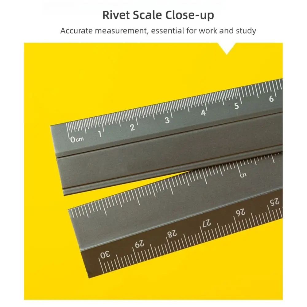 Simplified 30cm Folding Ruler Aluminum Alloy Drawing Measuirng Tool Stationery Ruler Multifunctional Metal Ruler Students