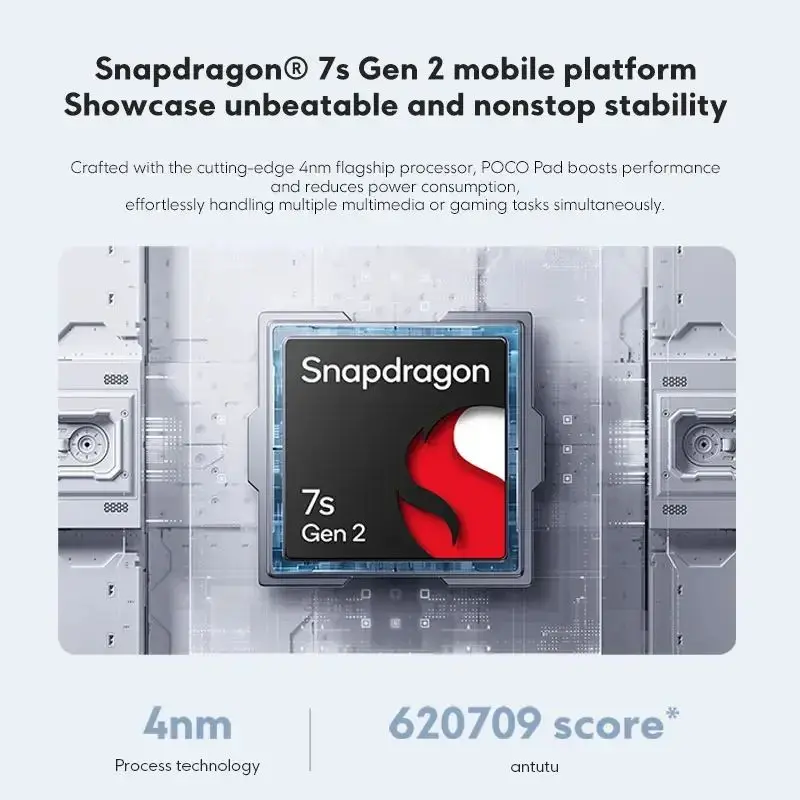 الإصدار العالمي POCO Pad 8GB/256GB 12.1 ''120 هرتز 2.5K عرض Snapdragon 7s Gen 2 معالج 33W 10000mAh بطارية رباعية مكبرات الصوت